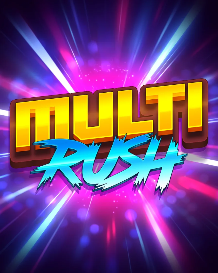 Multi Rush neon arcade title artwork in yellow and cyan